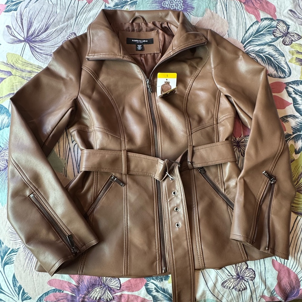 Kenneth Cole Tan Leather Jacket